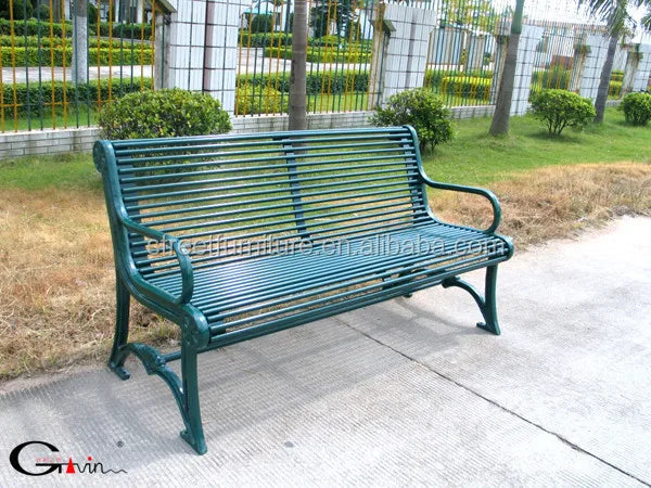 Metal Outdoor Bench for Public Park with Cast Iron Bench Legs