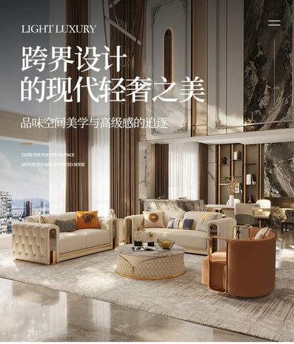 Elegant Luxury Modern Sofa Designs Royal Set Designer Leather Sofa Lounge Loveseat Divano Soggiorno Living Room Furniture