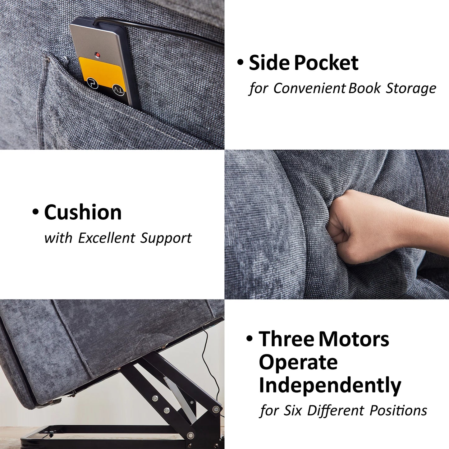 Redlife Power Lift Reliner Chair for Elderly Ergonomic Reliner Sofa w/ 3 Motor Power Adjustable Position for Living Room Bedroom