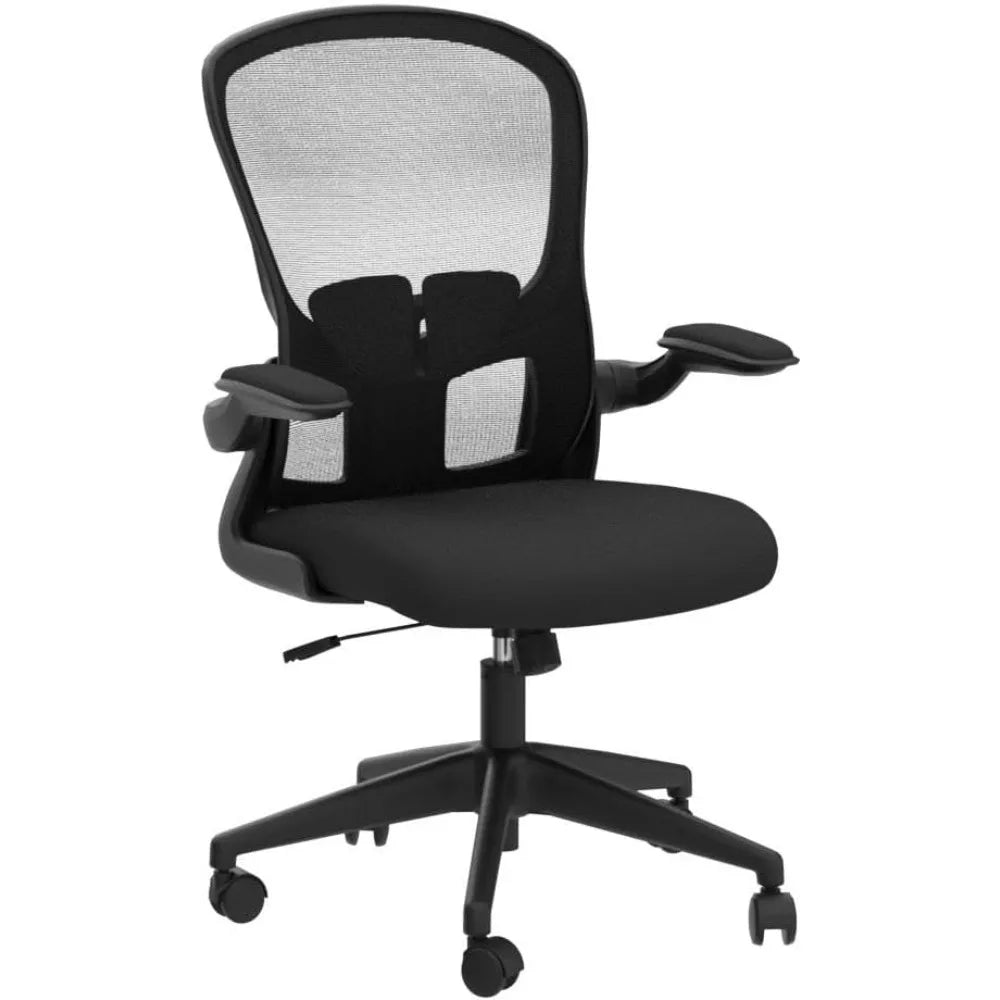 ergonomic office chair with swivel, adjustable height and lumbar support, wheels for pc desk