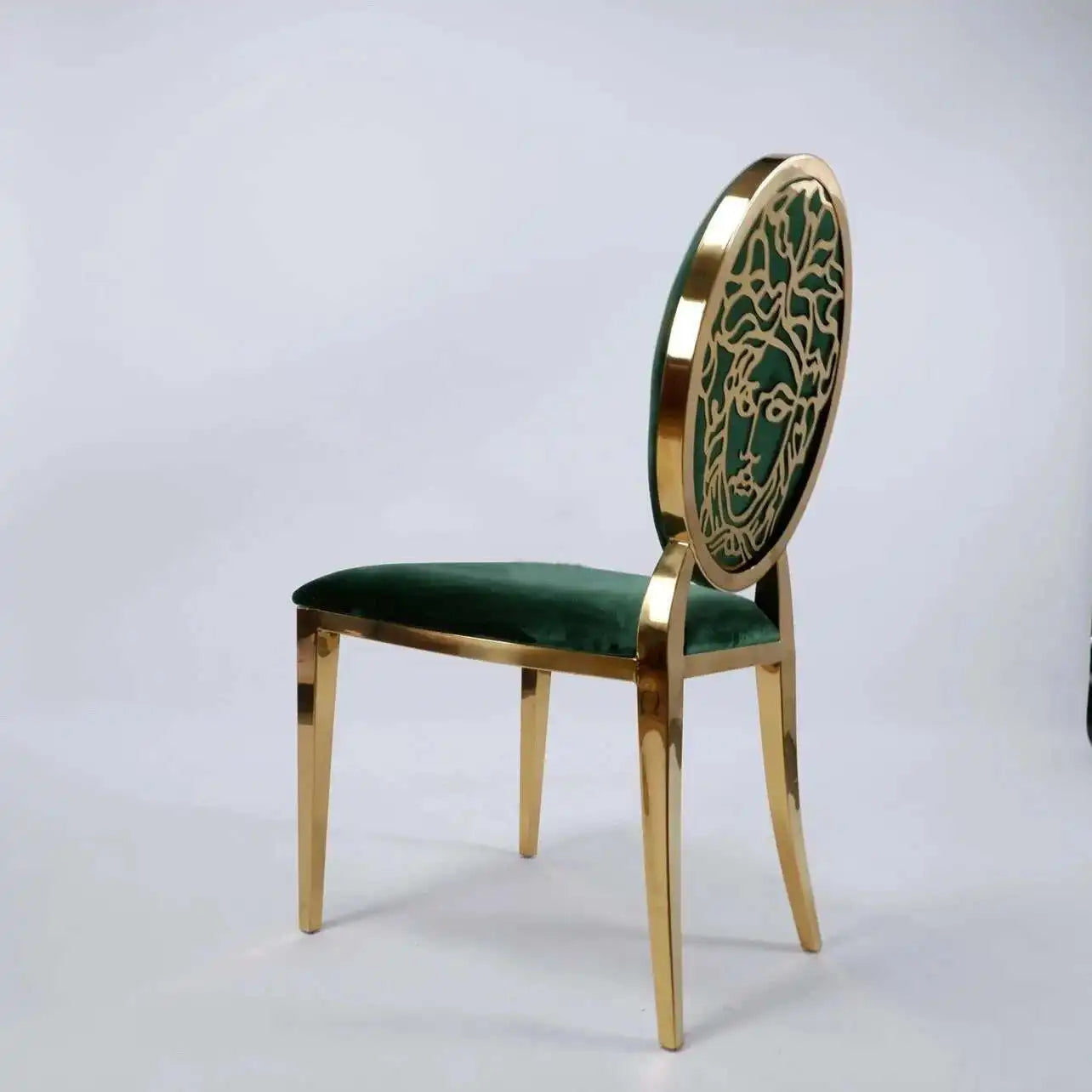 Luxury stainless steel dining chairs, modern home furniture, simple metal back chairs, kitchen fabric dining chairs