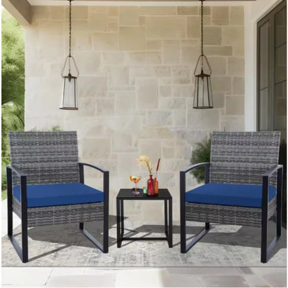 Wicker Patio Conversation Set with Cushions,Modern and chic bistro table set integrate with outdoor/indoor living space