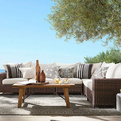 Rattan Furniture Modern Style L Shape Patio Outdoor Sofa Garden Rattan Wicker Furniture Lounge Sets