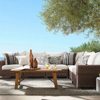 Rattan Furniture Modern Style L Shape Patio Outdoor Sofa Garden Rattan Wicker Furniture Lounge Sets