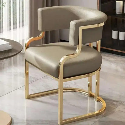 Luxury golden Dining Chairs wrought Iron Backrest Armchair Kitchen Modern Dining Room Furniture Home Bedroom Salon Makeup Chair