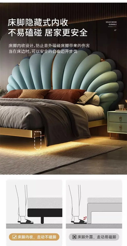 Luxury Upholstered Bed Upholstered Queen Size Minimalist Double Bed French Nightstands Camas De Dormitorio Bedroom Accessories