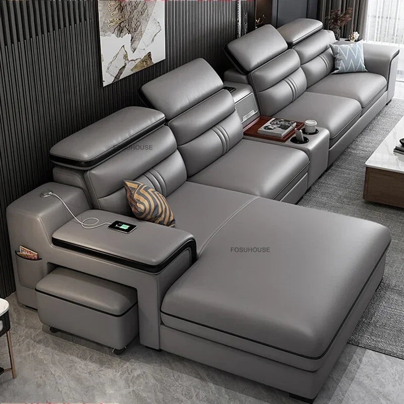 Luxury Leather Living Room Sofas Italian Home Sofa Bed Recliner Modern Designer Ergonomic Back Sofa Living Room Furniture