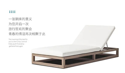 Nordic outdoor double sofa high-end teak villa hotel courtyard garden