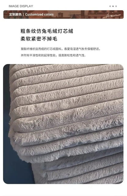 zS173Furniture Living Room Vacuum Compression Washable Corduroy Modern Boneless Couch Sofa Comprimido