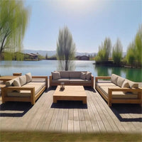 Hotselling All Weather Patio Garden Furniture Hotel Pool Sofa Set Outdoor teak Wood Sofa