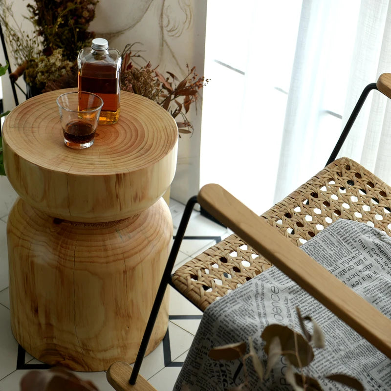 Scandinavian Solid Wood Coffee Tables Zen Balcony Tea Table Rustic Flower Stand Corner Stool Natural Wooden Living Room Seats
