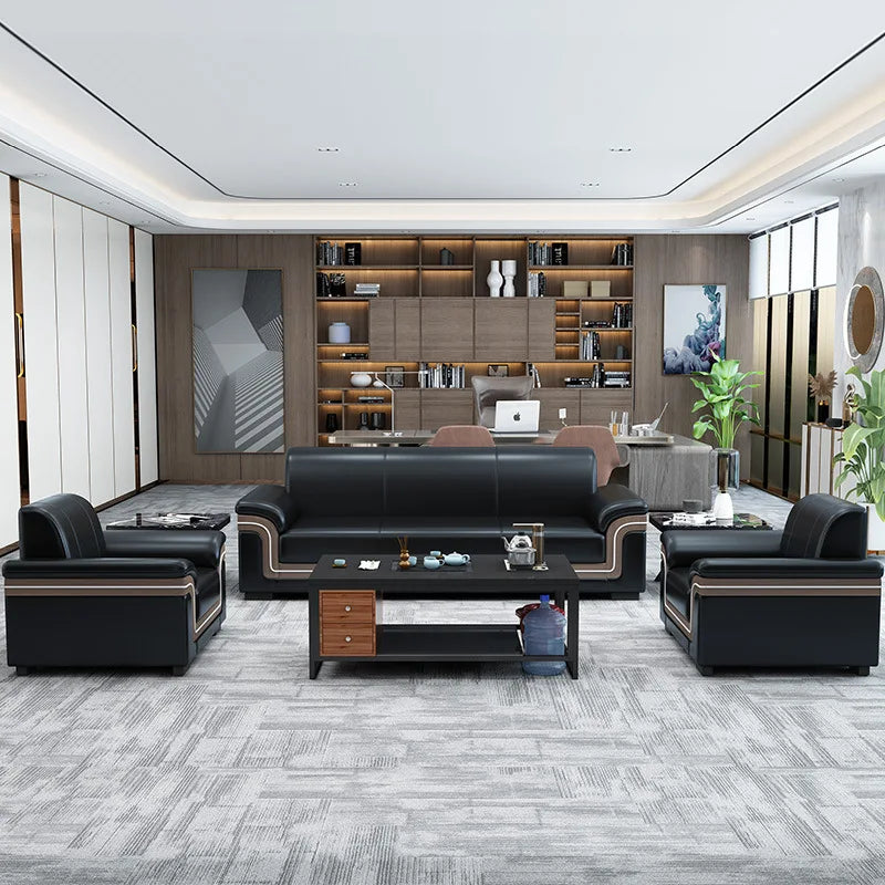 Simple Business Office Sofa Set Coffee Table Modern Luxury Reception Furniture for Three-Person Meetings Meeting Room Furniture