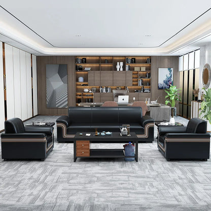 Simple Business Office Sofa Set Coffee Table Modern Luxury Reception Furniture for Three-Person Meetings Meeting Room Furniture