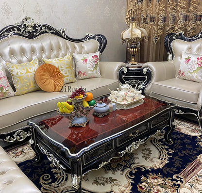 Solid wood coffee table, ebony piano paint high-end luxury solid wood tea table