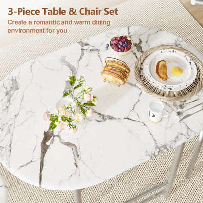 Vineego 3-Piece Small Kitchen Dining Set for 2 Black Wooden Table And Chairs Space Saving Breakfast Set