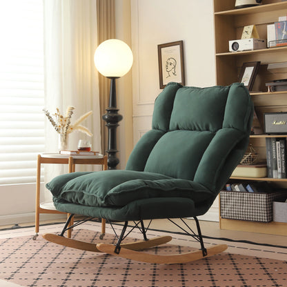Memory Foam Rocker - Convertible Lounge Chair with Storage Pocket, Breathable Linen Recliner