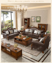 Solid wood leather sofa combination living room simple whole house furniture