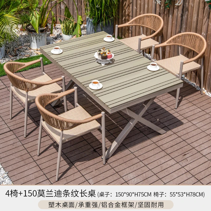 Outdoor table and chair courtyard villa leisure open-air balcony rattan chair Internet celebrity waterproof sunscreen garden