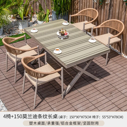 Outdoor table and chair courtyard villa leisure open-air balcony rattan chair Internet celebrity waterproof sunscreen garden