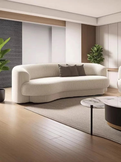 Fabric Living Room Sofas European Beige Italian Curved Luxury Couch Double Modern Designer Divano Soggiorno Home Furniture