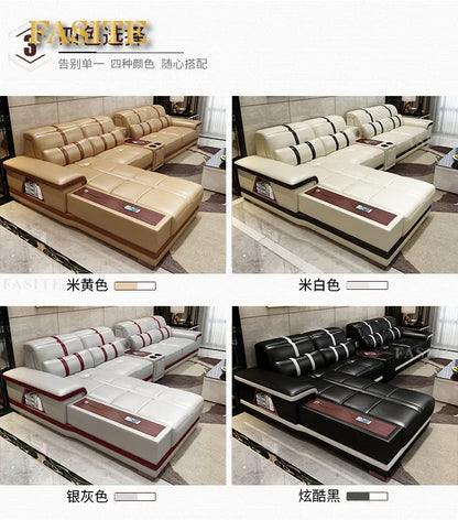 Living Room Sofa storage corner real genuine leather sofas salon couch puff asiento speaker bluetooth canape L shape sofa cama