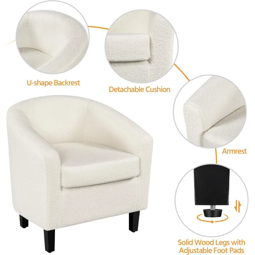 Topeakmart Sherpa Accent Chair and Ottoman Set, Modern Club Chair with Footrest for Cozy Reclining in Living Room or Bedroom