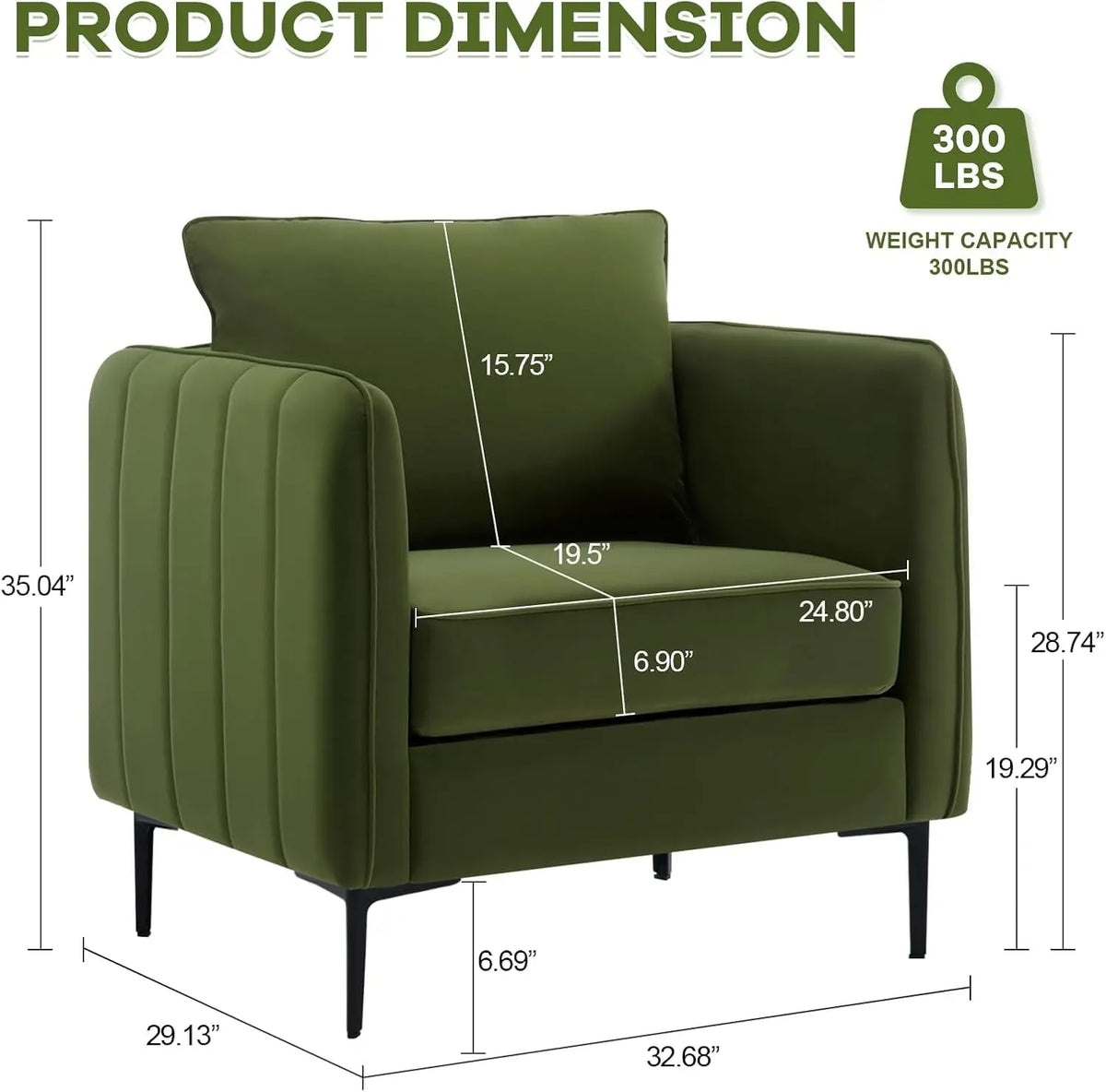 Velvet Accent Chairs Set of 2, Modern Upholstered Sofa Chair, Comfy Armchair with Thick Cushion & Metal Legs, Customized