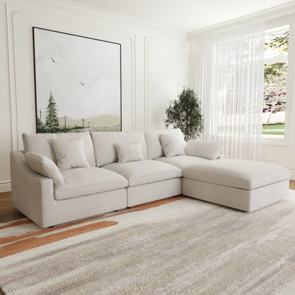 Sdorens 120'' Sectional Sofas for Living Room Modern Cloud Couch Down Filled L-Shaped 3Seater Couch with Ottoman