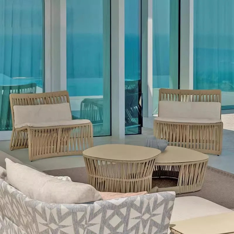 Outdoor sofa, courtyard, rattan woven outdoor swimming pool, homestay furniture, leisure combination, outdoor rattan chair