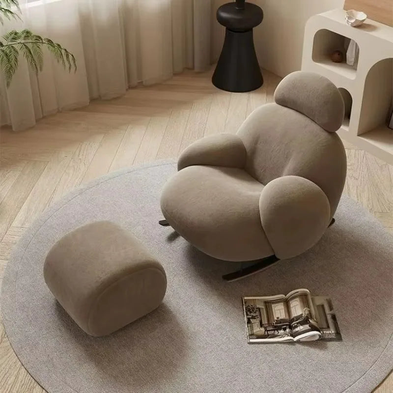 Leisure rocking chair recliner hotel balcony household living room bedroom wooden fabric adult lazy sofa