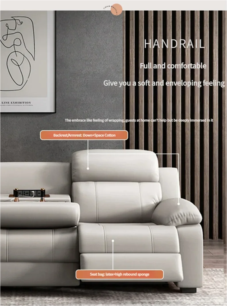Relaxing Genuine Leather Sofa Living Room Electric Reclining Italian Sofa Lounge Luxury Divani Da Soggiorno Apartment Furniture