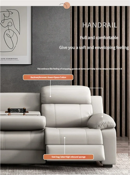 Relaxing Genuine Leather Sofa Living Room Electric Reclining Italian Sofa Lounge Luxury Divani Da Soggiorno Apartment Furniture