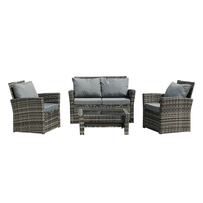 Factory Made PE Rattan Sofa Set with Table for Outdoor Garden Resort Hotel Entertainment Party