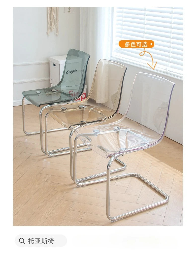 Transparent Acrylic Toyas Chair, Home Backrest Dining Chair, Nordic Minimalist Designer Desk, Coffee Shop Dining Table Chairs