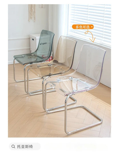 Transparent Acrylic Toyas Chair, Home Backrest Dining Chair, Nordic Minimalist Designer Desk, Coffee Shop Dining Table Chairs