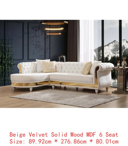 Black Tufted Upholstered Sectional Sofa with Wood Frame