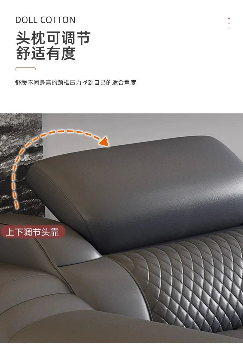 Modern simple leather sofa, first-layer cowhide living room size apartment sofa