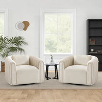 Swivel Barrel Chair Set of 2 with Plump Pillow, Comfy Round Armchair,, Customized