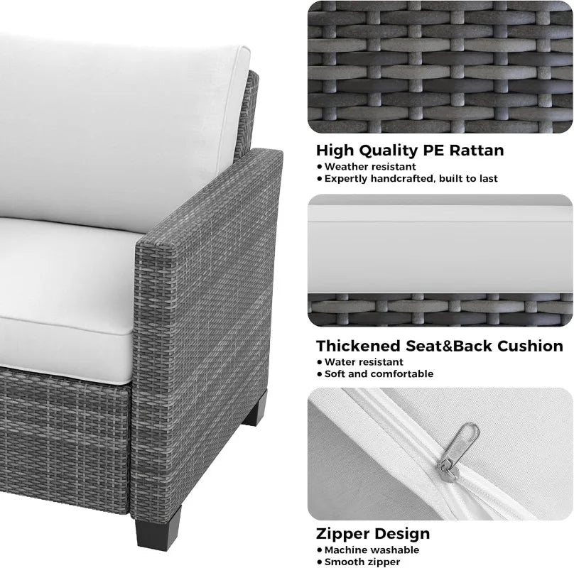 8-Piece Rattan Patio Set, Outdoor Sectional with Cushions & Coffee Table