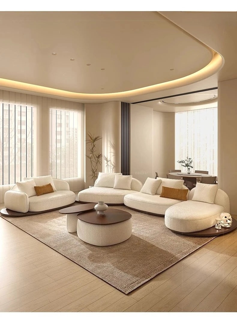 Living Room Coffee Table Designer Creative Three-person Log Style Furniture Modern Simple Modern Morocco Fabric Sectional Sofas