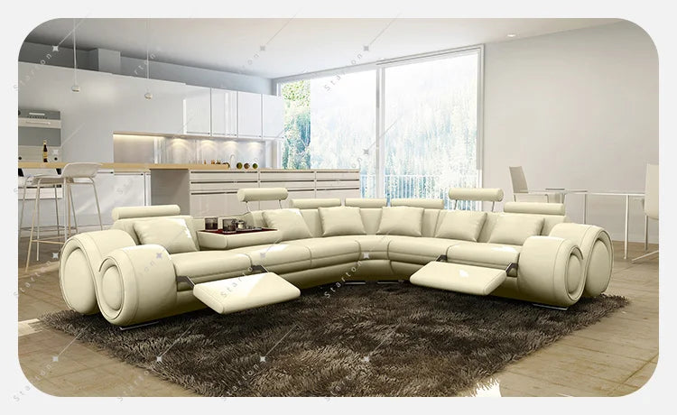 New Living Room Luxury Modern Couch Genuine Real Recliner Leather Sofa Set Indoor Sectional Furniture Leather Sofa