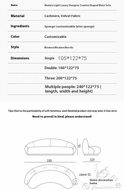 Luxury Living Room Sofas Minimalist Curved Nordic Luxury Lazy Sofa Aesthetic Double Sillas Para Sala De Estar Home Furniture