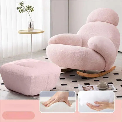 Big white Internet celebrity rocking chair lazy sofa single rocking cream living room lazy chair simple balcony bedroom