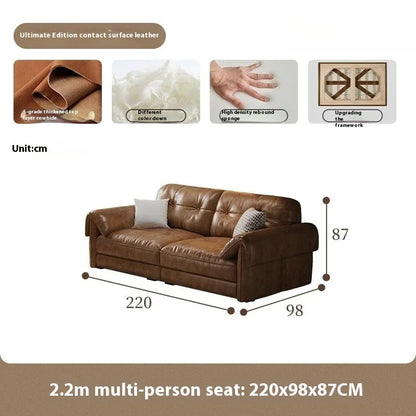 Minimalist Brown Sleep Sofa Faux Leather Designer Loveseat Lazy Sofa Couch Cloud Divano Da Soggiorno Living Room Furniture