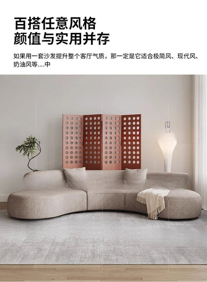 Sofa French retro medieval style curved module combination sofa wabi sandy wind large flat-floor villa fabric #