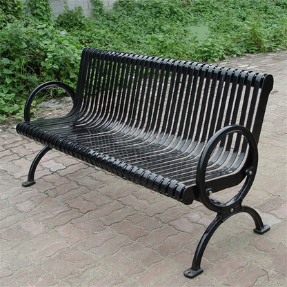 Outdoor Public Park 2 Person Steel Commercial Bench Seating Outside Garden Out Door Patio Rustic Metal Seat Bench with Back