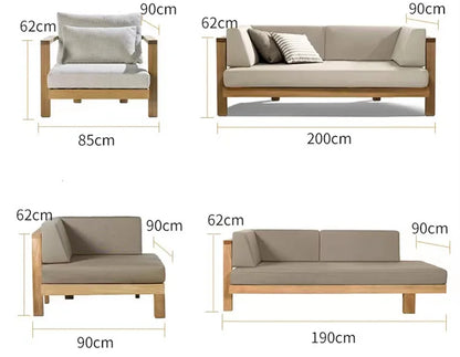 Leisure Outdoor wood Furniture waterproof villa sectional garden solid teak  wood outdoor sofa