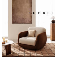 Curved sofa cream wind small apartment living room sofa simple rest sofa