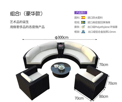 furniture sofa combination garden terrace leisure rattan circular courtyard outdoor open-air rattan chair for living room