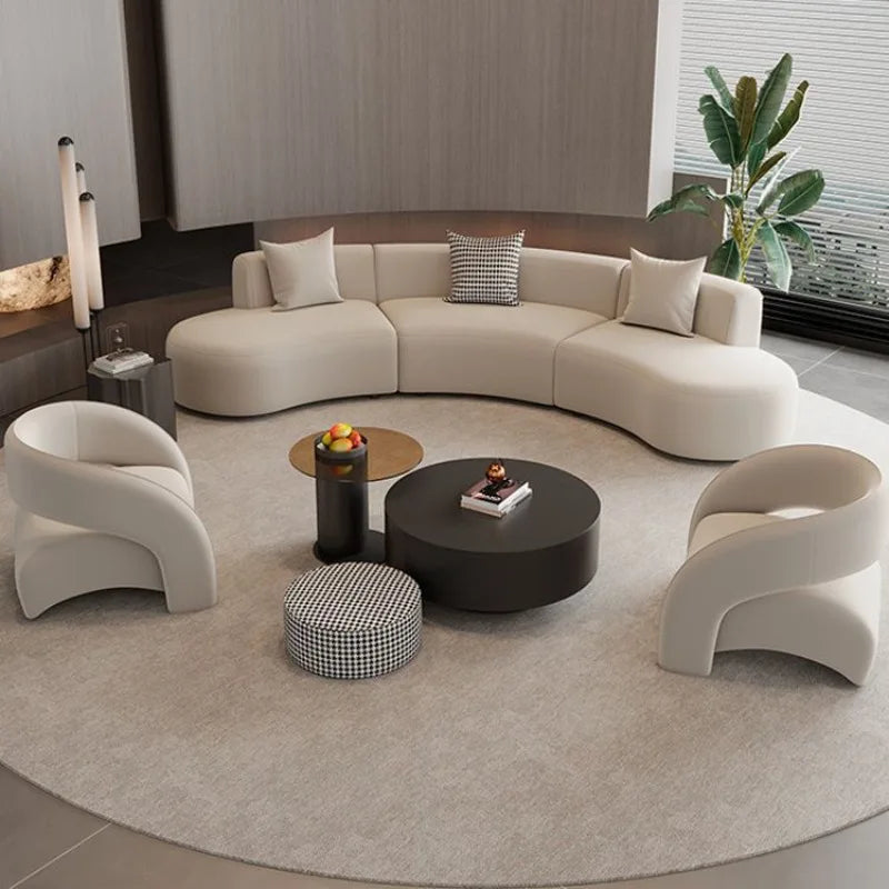 Beauty salon clubhouse lounge area curved sofa coffee table combination